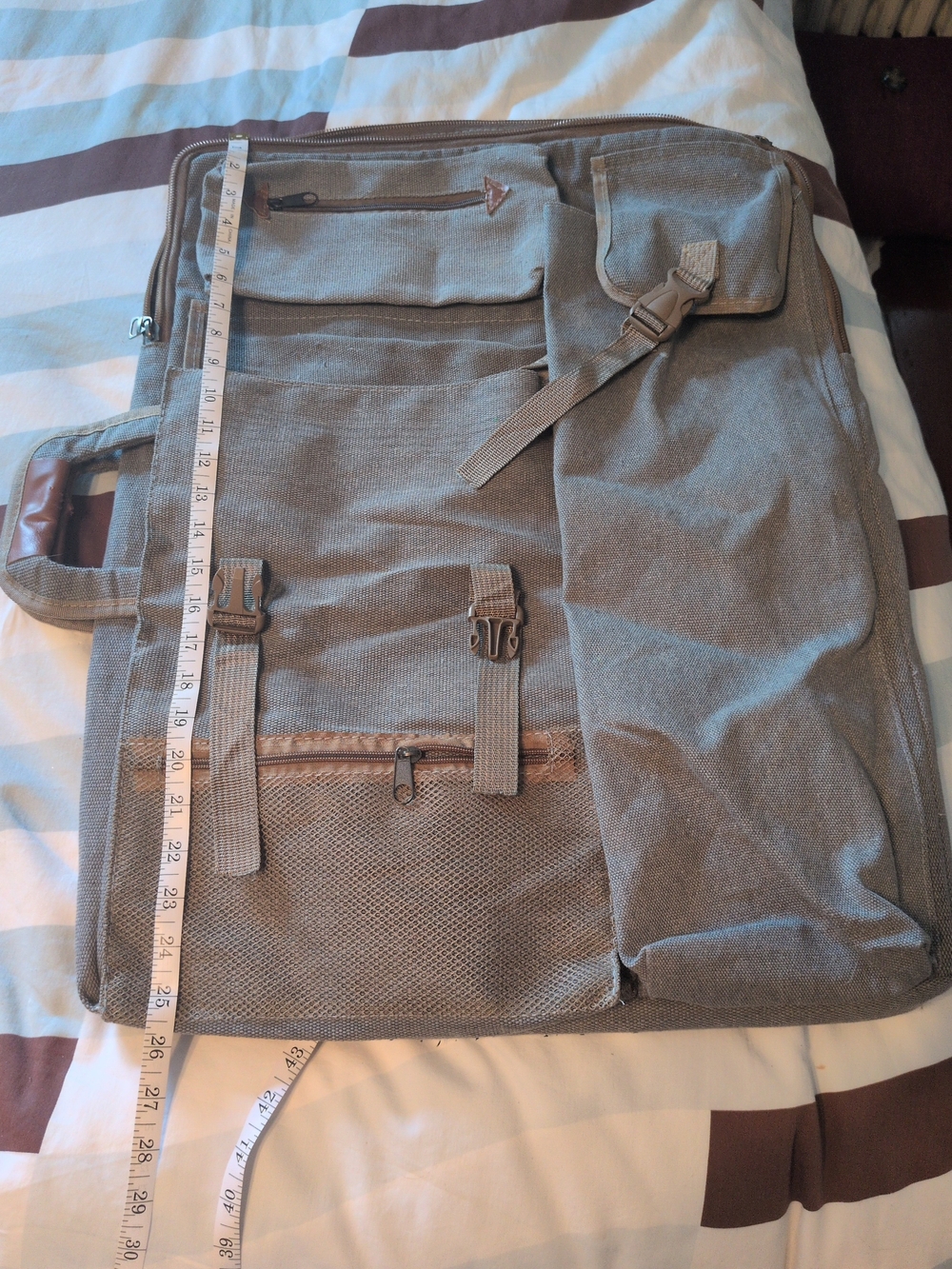 Zerbit Gray Canvas Art Travel Bag - Multi-Pocket Carry Case